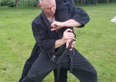 Sensei Chris demonstrating gyakute knife defense